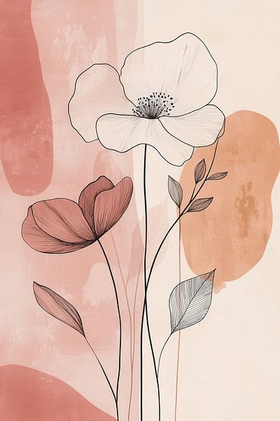 Abstrakte Linienkunst mit Blume von Thea