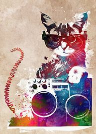 Cat's music graphic art #cat by JBJart Justyna Jaszke