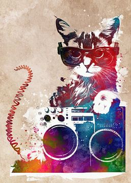 Cat's music graphic art #cat by JBJart Justyna Jaszke