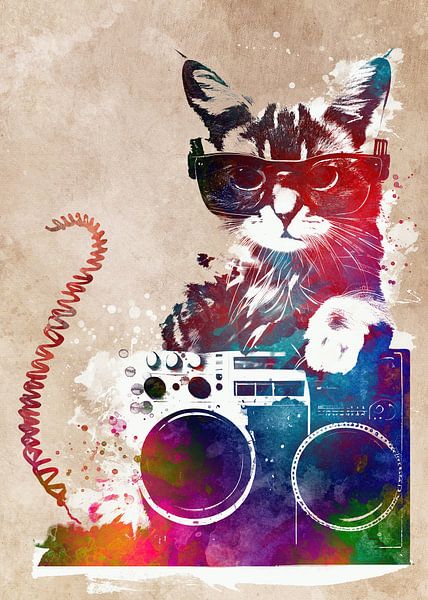 Cat&#039;s music graphic art #cat by JBJart Justyna Jaszke