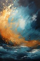 Golden wave at sea