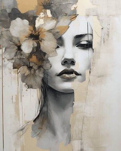 Modern portret met gouden accenten