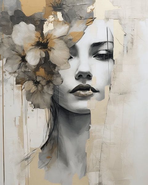 Portrait moderne avec accents dorés par Carla Van Iersel