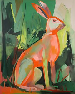 Bunter Hase in Orange und Grün