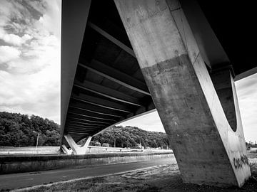 Trilogiport Bridge Liège, Belgium, Black & White von Art By Dominic