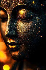 Goldener Buddha Nahaufnahme Kunstwerk von Art & Soul Creations