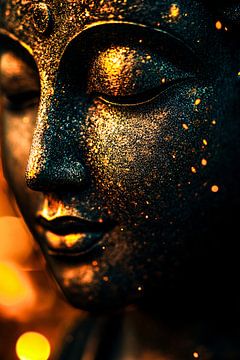Gouden Boeddha close-up van Art & Soul Creations
