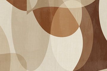 Abstracte organische vormen in beige en bruin op linnen van Abstract Minimalist Art
