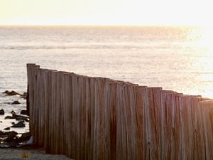 Paalhoofd op Ameland bij ondergaande zon