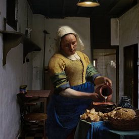 Das Milchmädchen und die Nachtwache - Vermeer und Rembrandt von Digital Art  Studio auf ArtFrame, Leinwand, Poster und mehr | Art Heroes