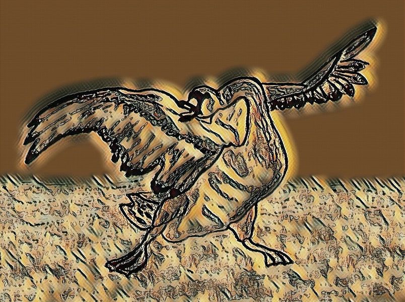 De bedreigde zwaan eigen tekening bewerkt. van Jose Lok