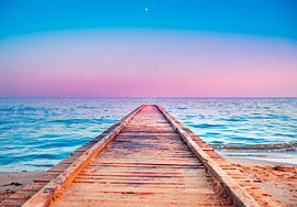 Strand met zonsondergang
