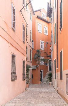 Atmospheric Mediterranean street with colourful facades