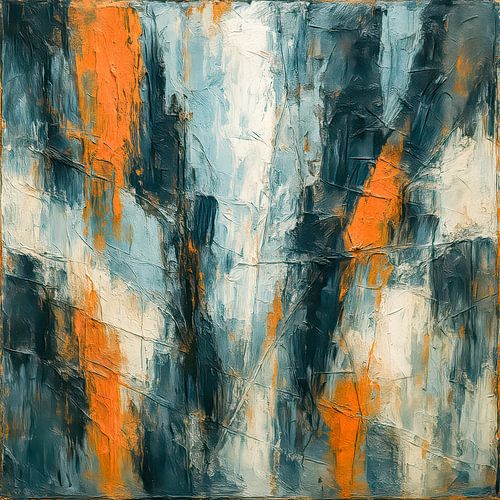 Incendie urbain - Rythme de couleur, de béton et de feu dans l'abstraction urbaine sur Klaus Tesching - Art-AI