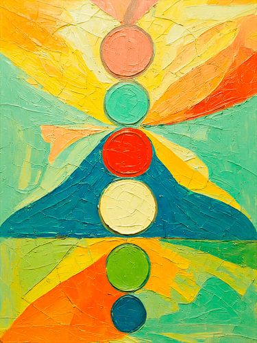 Abstracte compositie met kleurrijke cirkels