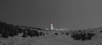 Black and white panorama of the transmitter mast on Mont Ventoux
