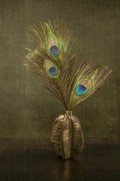 Still Life Peacock Feathers Bohemian. Impressionism by Alie Ekkelenkamp