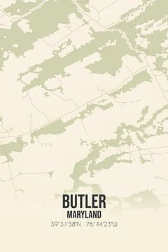 Alte Karte von Butler (Maryland), USA. von Rezona