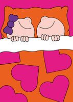 Boy and girl in bed - nursery art