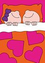 Jongen en meisje in bed - kinderkamer van Annemarie Broeders thumbnail