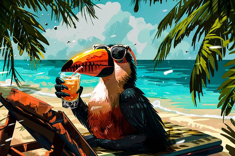 Tropical toucan with sunglasses by Imperial Art House