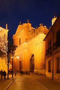 Vieille ville, crépuscule, église, rue, Salamanque, Espagne, Europe