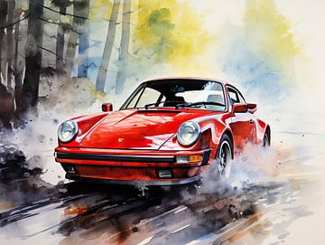 Red Porsche 911 turbo by PixelPrestige