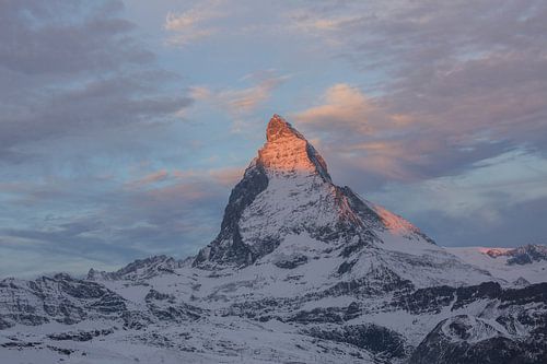 Alpenglühen Morgenrot am Matterhorn