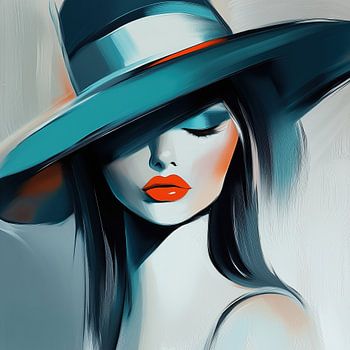 Femme avec un grand chapeau