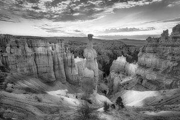 Thors Hammer im  Bryce Canyon / USA. Schwarzweis Bild. von Manfred Voss, Schwarz-weiss Fotografie