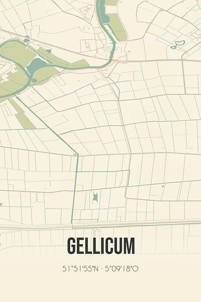 Carte ancienne de Gellicum (Gueldre) par Affiches de lieux