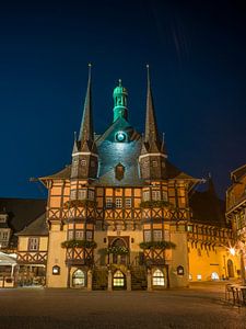 Rathaus Wernigerode bei Nacht