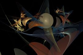 Rond, vervormende schijven in natuurtinten