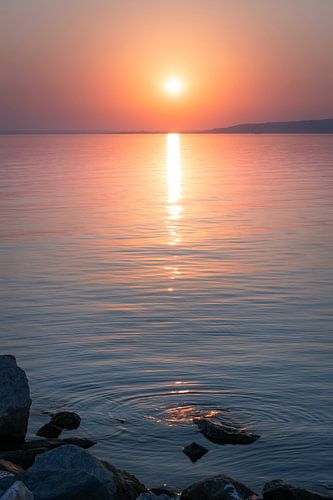 Sunset in Balatonfenyves on the southern shore of Lake Balaton in Hungary