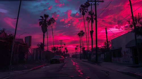 Een synthwave ambrotype Los Angeles