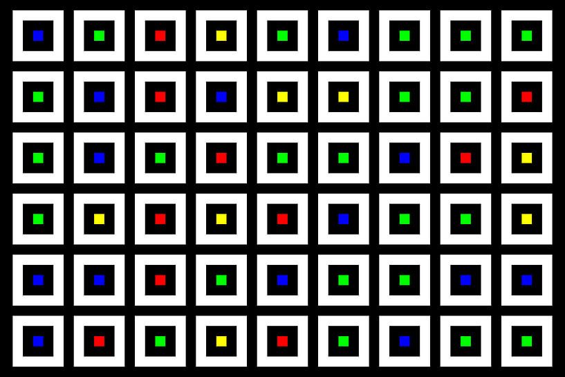 Verschachtelt | Mittig | 09x06 | N=02 | Random #03 | RGBY von Gerhard Haberern