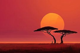Sereniteit van Afrikaanse Zonsondergang van Wall Wonder