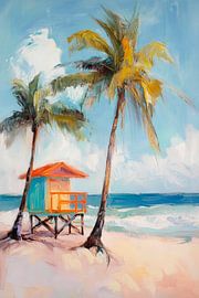 Maison de bain sur la plage sur Poster Art Shop