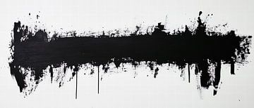 Zwarte penseelstreek - minimalistisch kunstwerk van Poster Art Shop