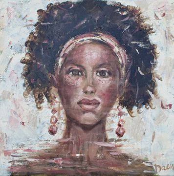 African woman red en white van Mieke Daenen