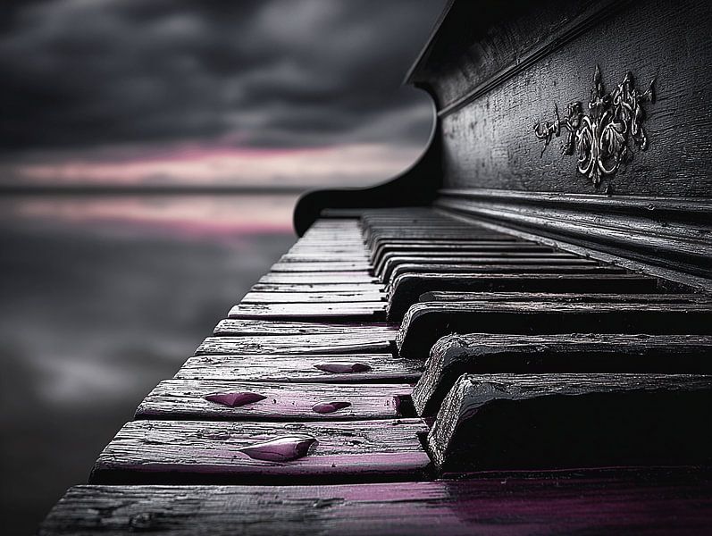 Piano abandonné au bord de la mer | Mélodie mélancolique par Karina Brouwer