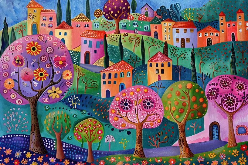 Fantasy village by Abstract Painting