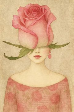 Woman with rose - dreamy and sensual portrait in soft tones by Marijke Trienekens