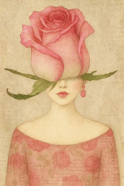 Woman with rose - dreamy and sensual portrait in soft tones by Marijke Trienekens