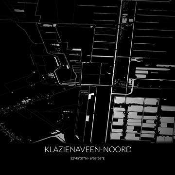 Zwart-witte landkaart van Klazienaveen-Noord, Drenthe. van Rezona