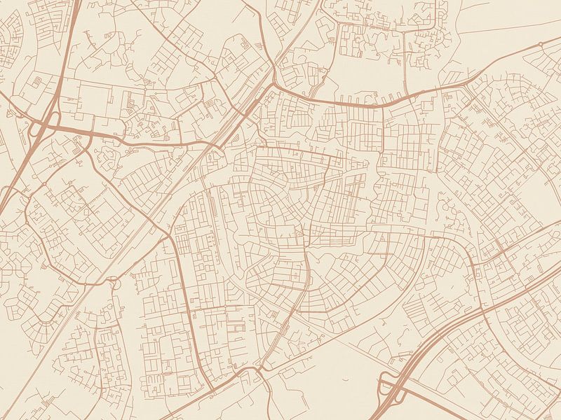 Terracotta style map of Leiden by De Kaartenwinkel