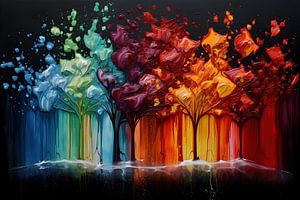 Peinture colorée | Peinture arbre | Avec couleur