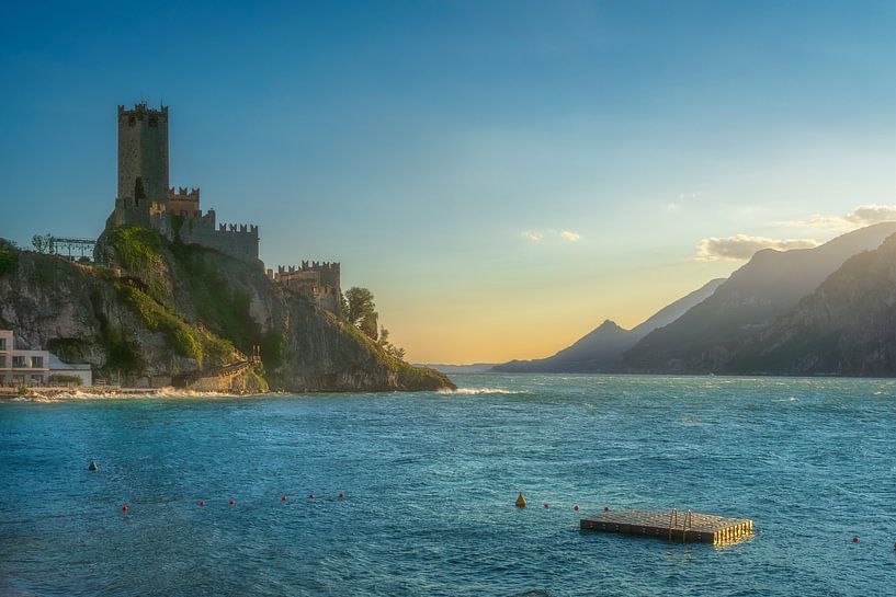 Sunset View of Malcesine's Scaliger Castle on Lake Garda, Italy by Stefano Orazzini