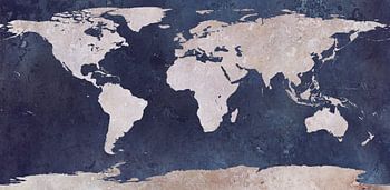Carte du monde - bleu marine et rose pâle