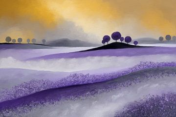 Dromerige dageraad - Serene landschapschilderij van Frankie Soldado
